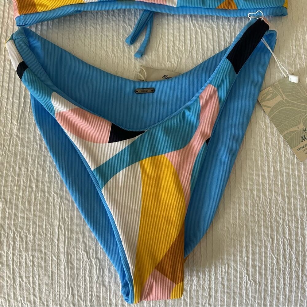 Maaji Stone Blue Allure Reversible Bikini Top & Bottom Swim Size Medium - Picture 3 of 8